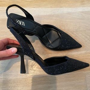 ZARA Black Crystal Heels